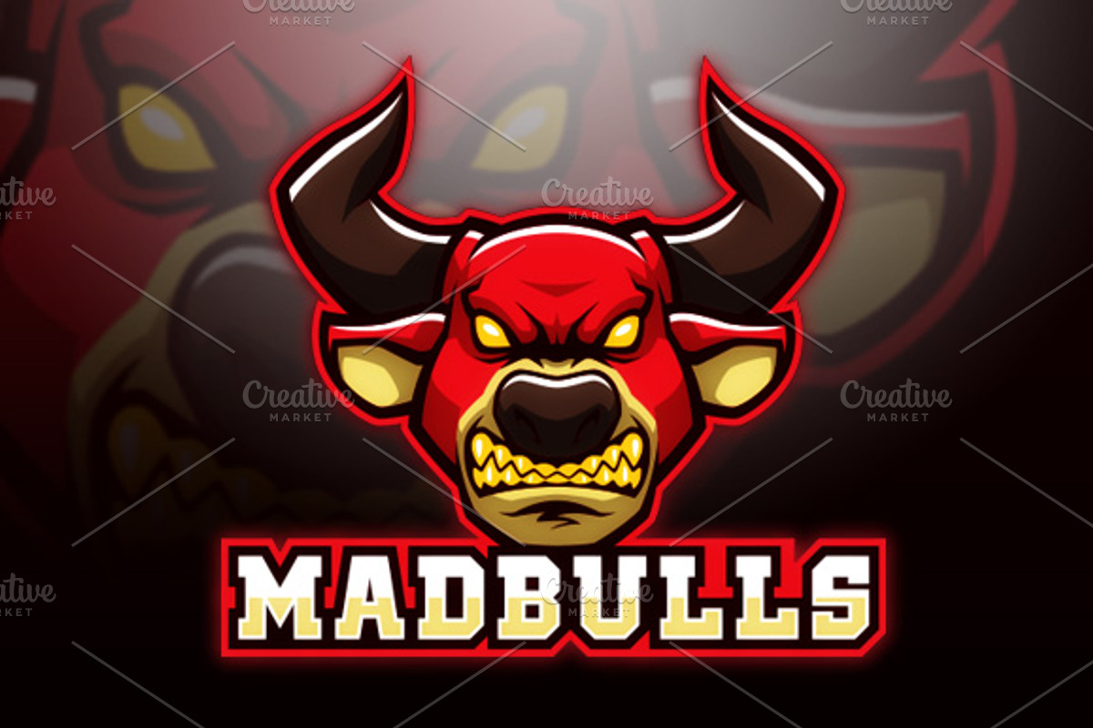 Mad Bulls Logo, an Animal Illustration by mikailain