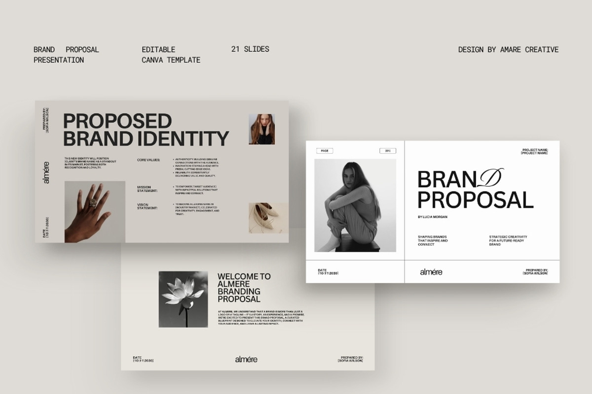 30 Page Brand Proposal Canva Template | Amare Creative