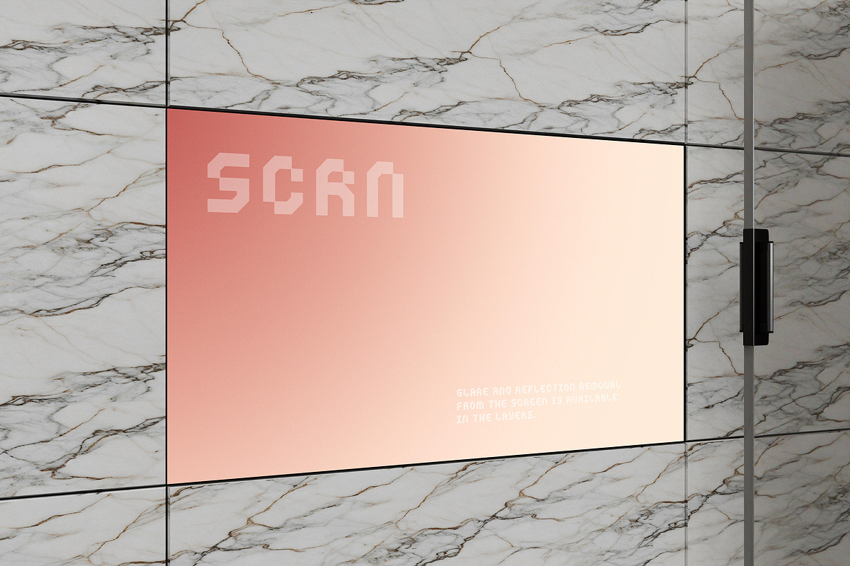 Angled Marble Wall Screen Mockup, an Advertising Mockup by Design Squad (Photo 3 of 4)