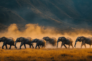 Elephant Family Journey: A herd trav, an Animal Photo by Pixeness Studio