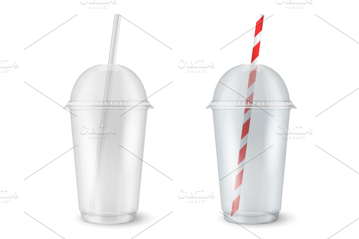 Plastic disposable cup. Vector set., a Food Illustration by Gomolach (Photo 1 of 5)