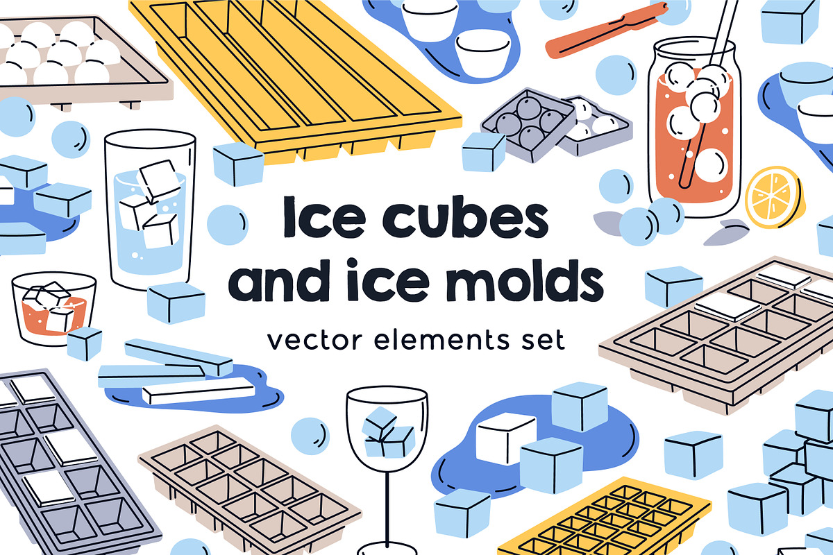 Ice cubes in trays and molds set, an Object Illustration by Good Studio (Photo 1 of 3)