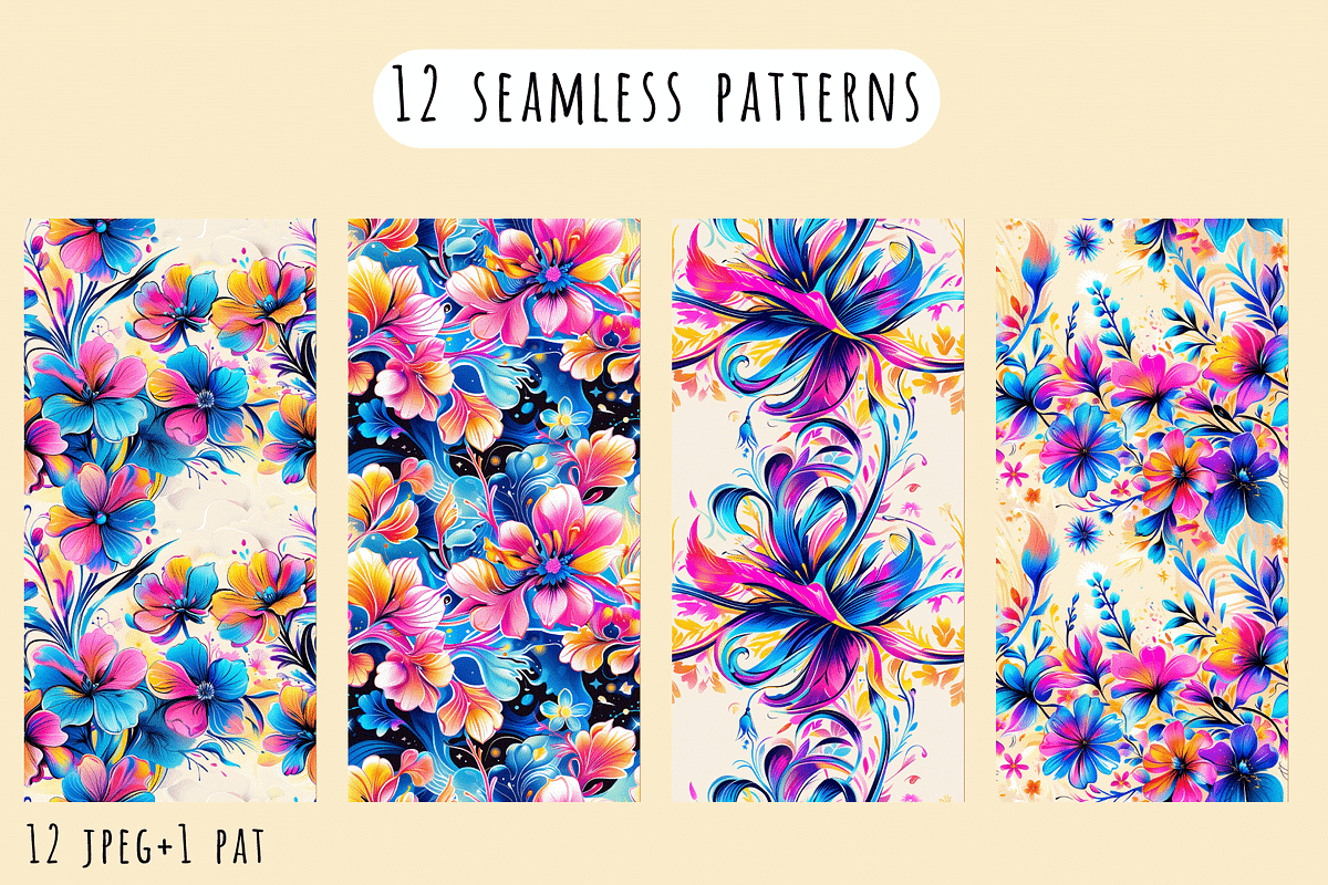 Dreamy Neon Floral Patterns, a Pattern Graphic by Art Sproot (Photo 4 of 7)