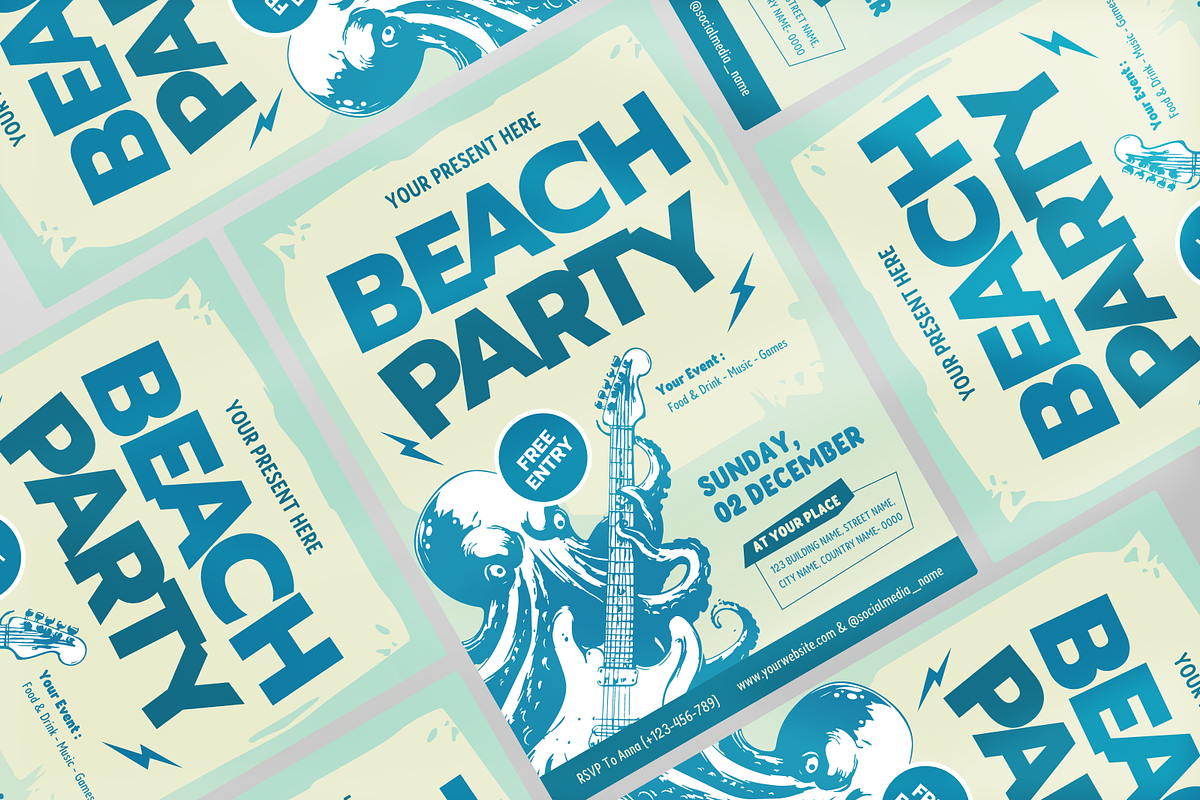 Beach Party Flyer, a Flyer Template by Annora Studio (Photo 3 of 5)