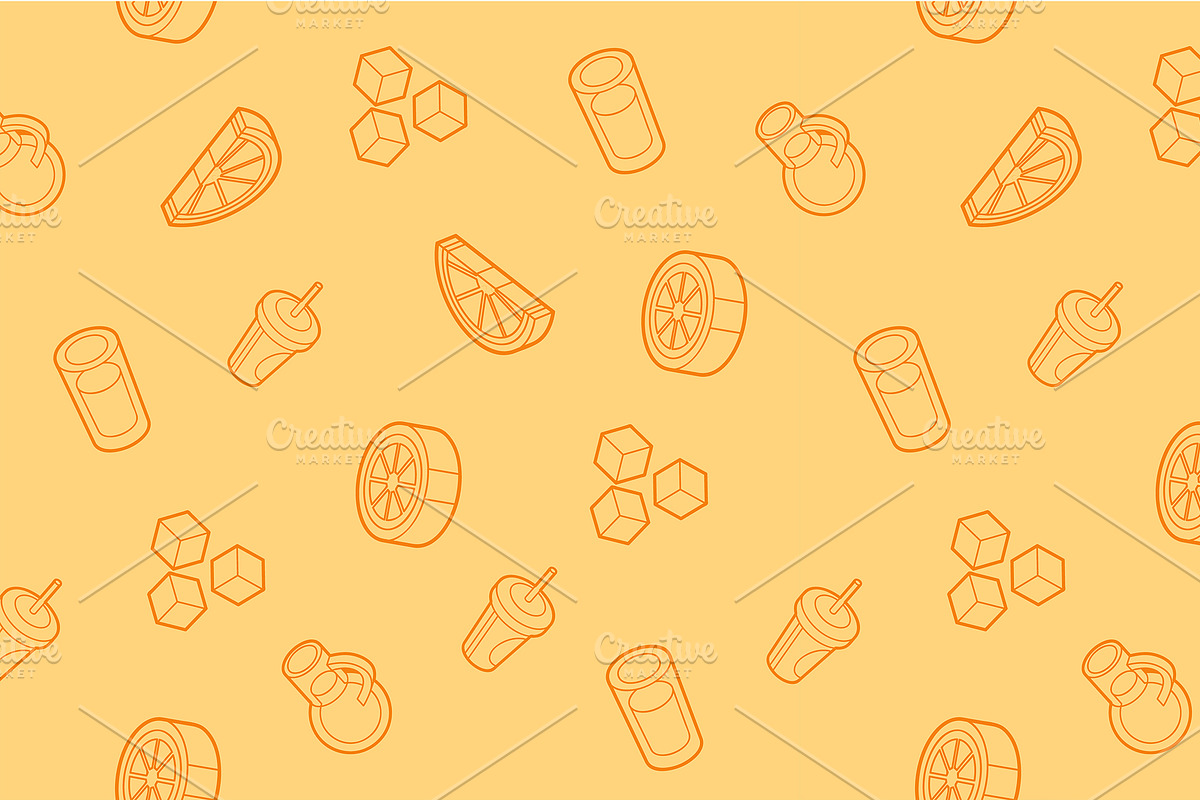 Lemonade outline isometric pattern, a Pattern Graphic by Netkoff