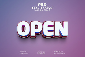 Editable 3D Open Text Effect Style