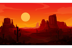 Evening Sunset Mexican Desert