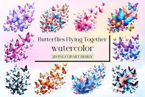 Butterflies Flying Together Clipart