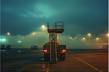 Airport service truck parked on, a Transportation Photo by Ylivdesign
