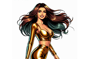Glamorous Cartoon Woman in Shiny, a Person Illustration by AlexArt
