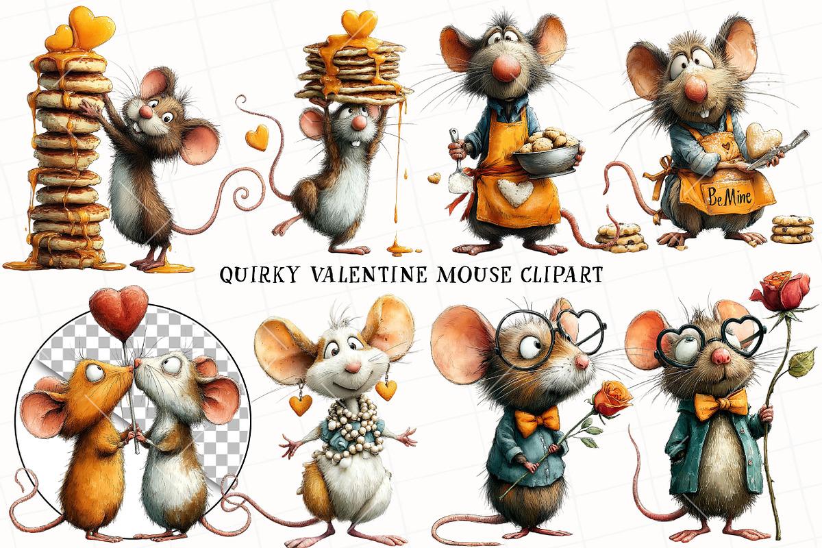 Quirky Valentine Mouse Clipart, an Illustration by OK Design (Photo 2 of 6)
