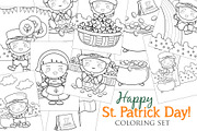 St Patrick Day Party Coloring Set, a Seasonal Illustration by Peekadillie Art (Thumbnail 1 of 3)