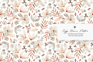 Foggy Flowers Watercolor Pattern