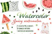 Set of watercolor watermelon, a Pattern Graphic by Nataliia Pyzhova (Thumbnail 1 of 6)