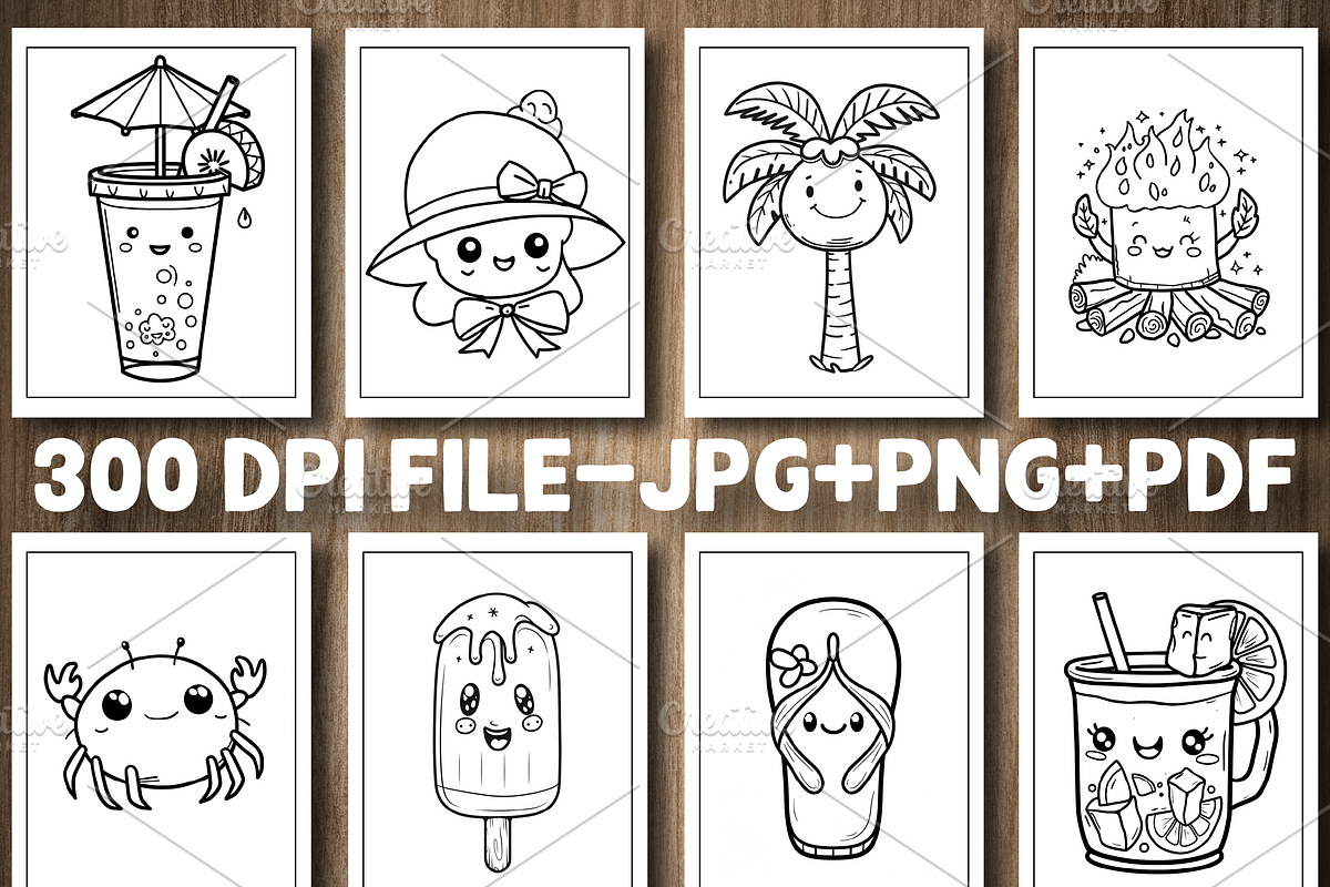 Bold And Easy Cute Summer Coloring, a Seasonal Illustration by Design Station (Photo 2 of 5)