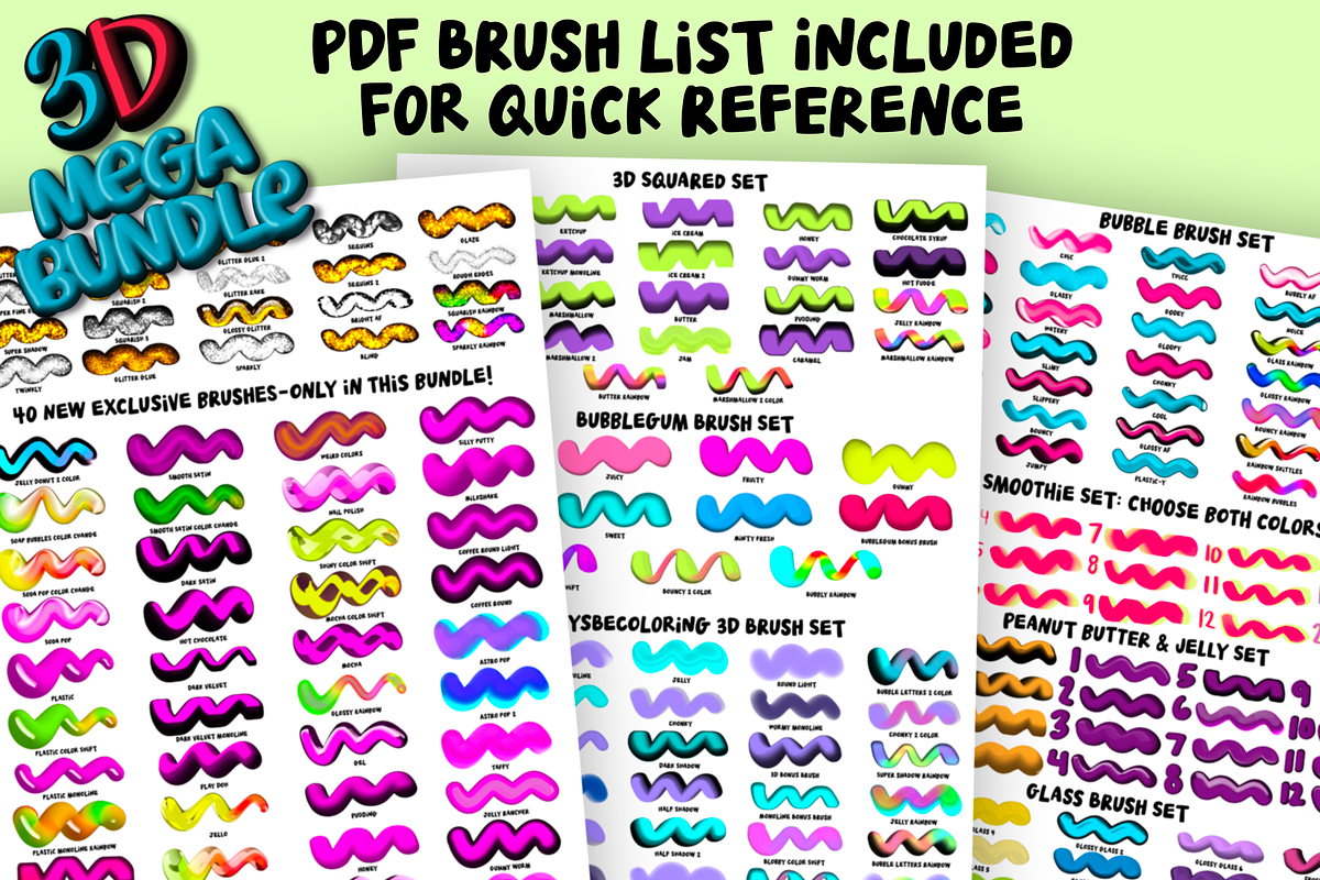 Procreate 3D Mega Bundle, a Brush Add-On by AlwaysBeColoring (Photo 2 of 13)