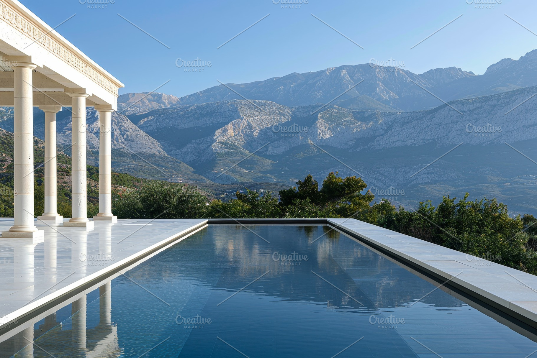 Nestled in the mountains, a pristine, a Photo by Tanuart