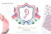 PATRIOTIC Watercolor Crest  Patterns, a Graphic by LABFcreations (Thumbnail 1 of 4)