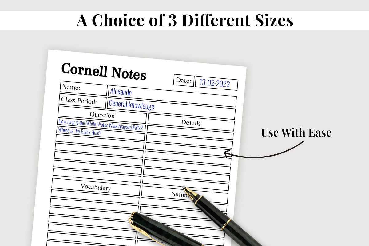 Cornell Notes Paper Printable, a Print Template by Snapybiz
