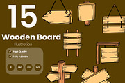 Wooden Signboard Illustration Pack, an Illustration by baii09 (Thumbnail 1 of 2)