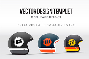 Open Face Helmet - Vector Templet