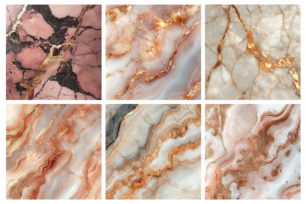 Rose Gold Marble Digital Paper, a Texture Illustration by RobertsArt (Photo 3 of 4)