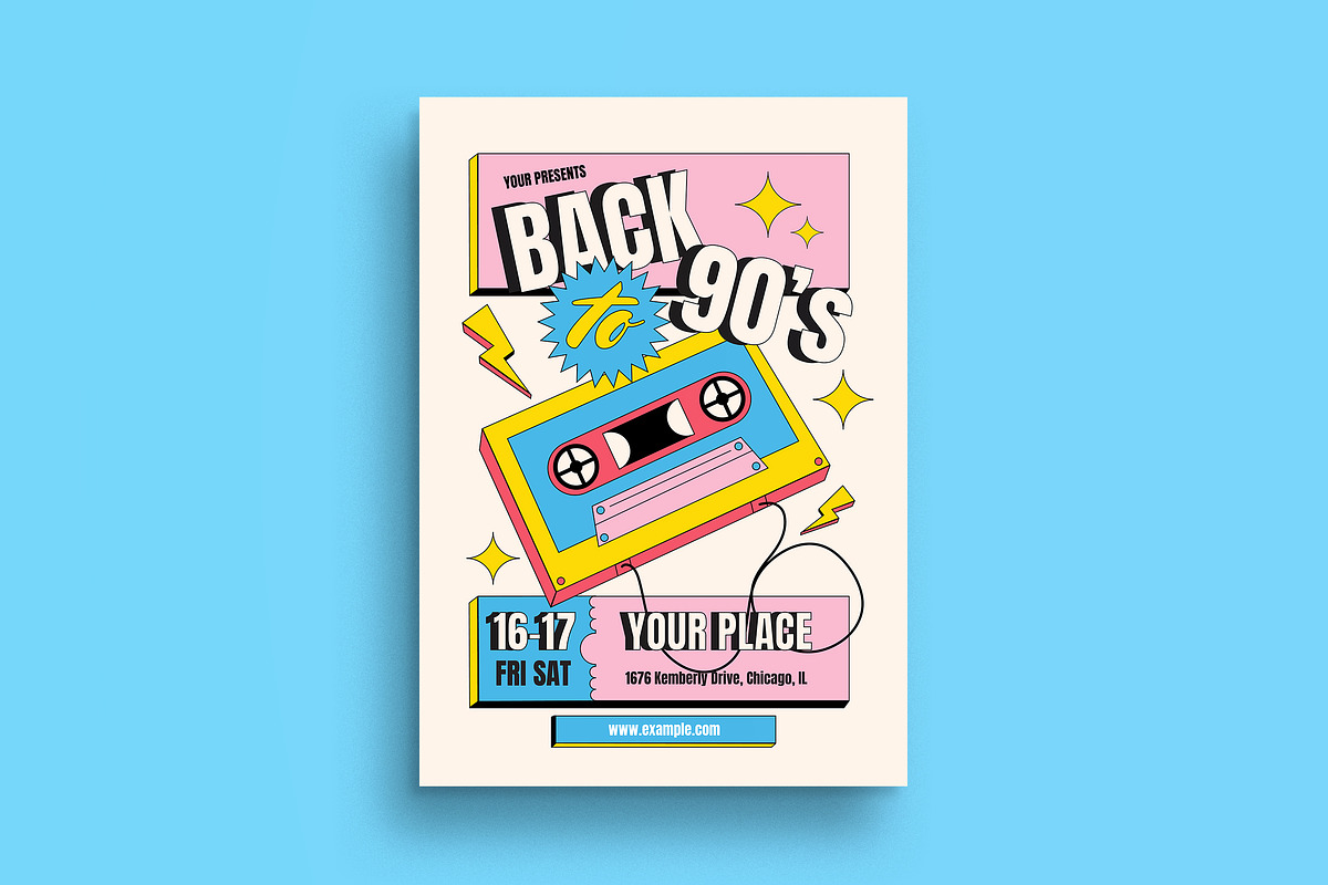 Cream Retro 90s Music Festival Flyer, a Flyer Template by graphicook (Photo 1 of 3)