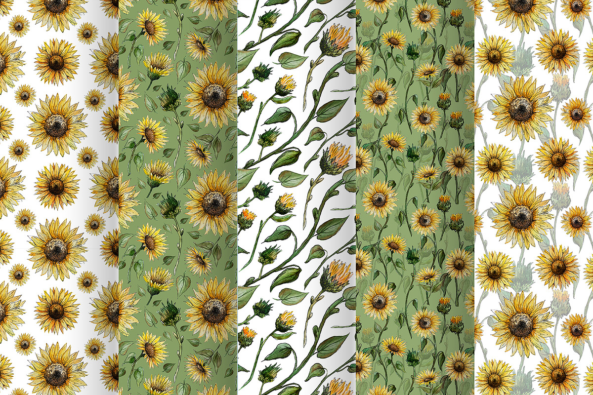 Sunflower watercolor clipart, an Illustration by Dina Guiter (Photo 4 of 8)