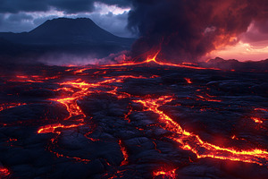 Flowing molten lava from volcano at, a Nature Photo by MistyDay