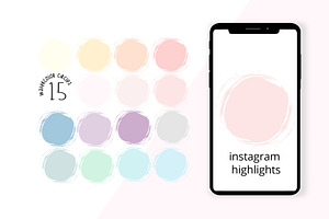 Pastel Watercolor Circle Icons