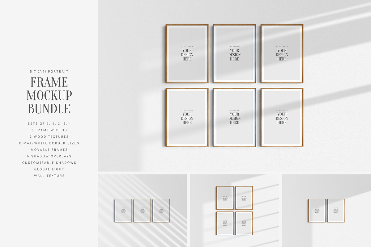 Frame Mockup BUNDLE 5:7 A4 Portrait, a Product Mockup by DESIGN BY nube (Photo 1 of 15)