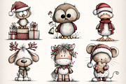 Whimsical Christmas Clipart Bundle, an Illustration by Dream Creation (Thumbnail 4 of 7)