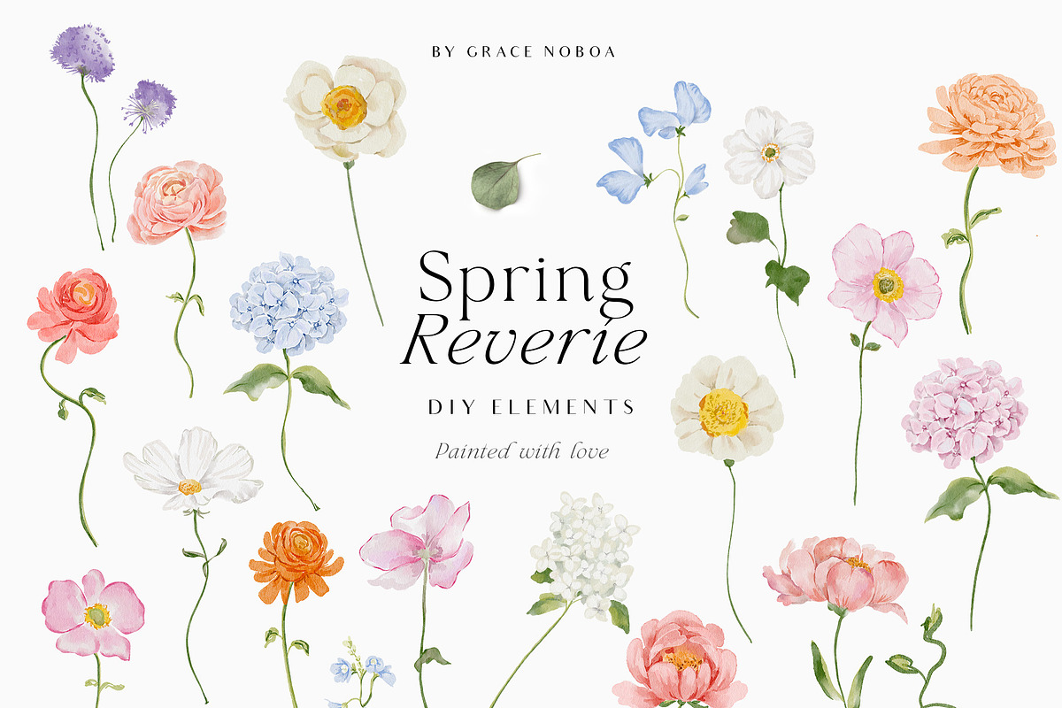 watercolor spring summer garden set, a Decorative Illustration by Grace Noboa Illustrations (Photo 3 of 10)