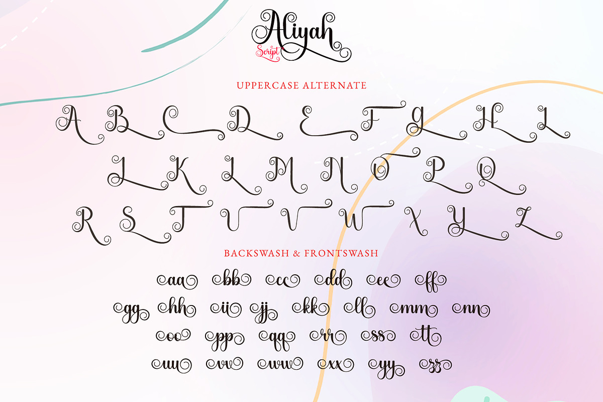 Aliyah - Swirly Calligraphy Font, a Script Font by Airotype (Photo 10 of 12)