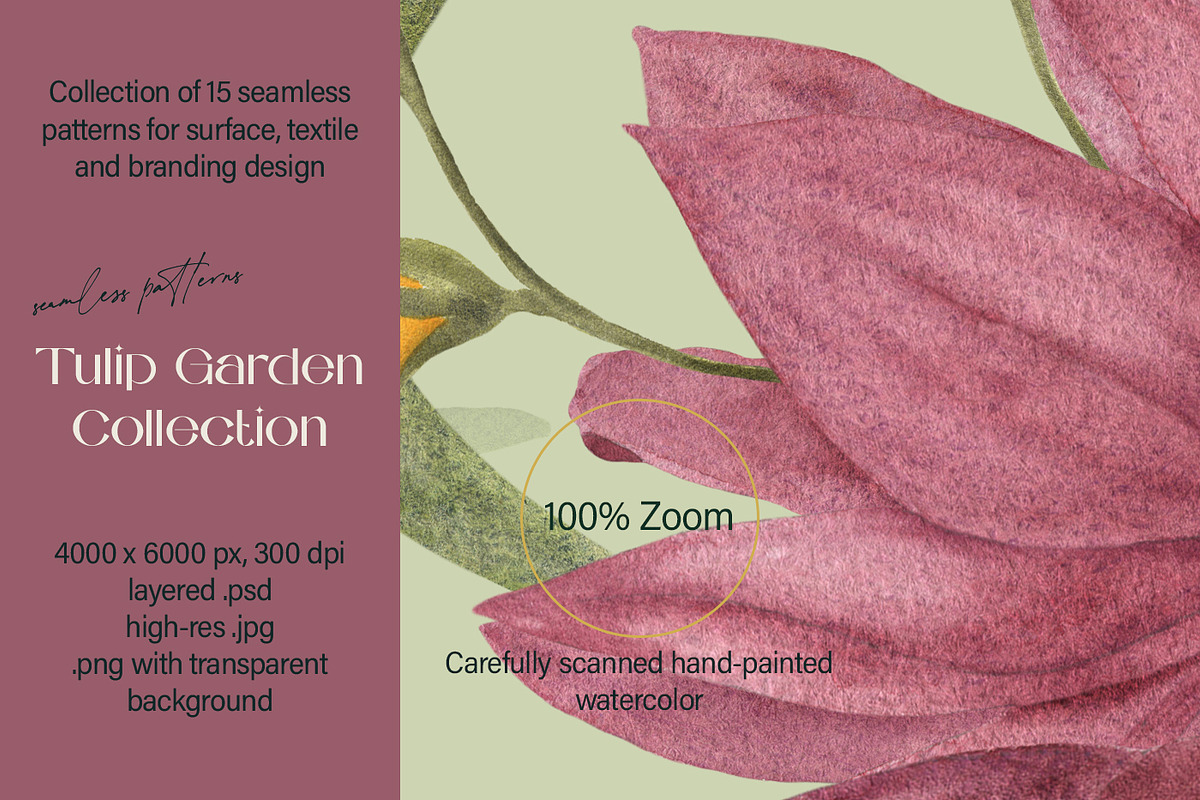 Tulip Garden Seamless Patterns, a Pattern Graphic by Svetlana Lerie (Photo 4 of 9)