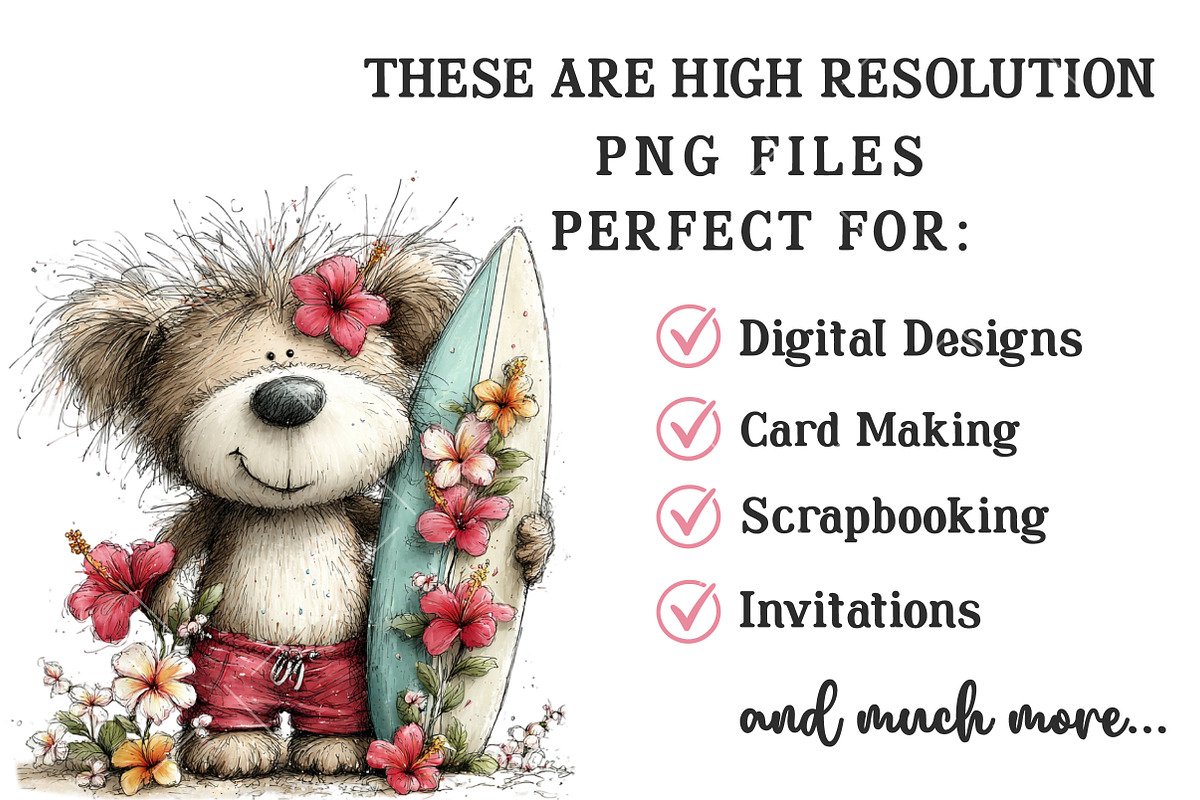 Whimsical Summer Teddy Bear Clipart, an Illustration by OK Design (Photo 4 of 6)