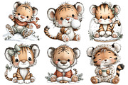 Whimsical Christmas Tiger Clipart, an Illustration by Pixels.Craft (Thumbnail 5 of 6)
