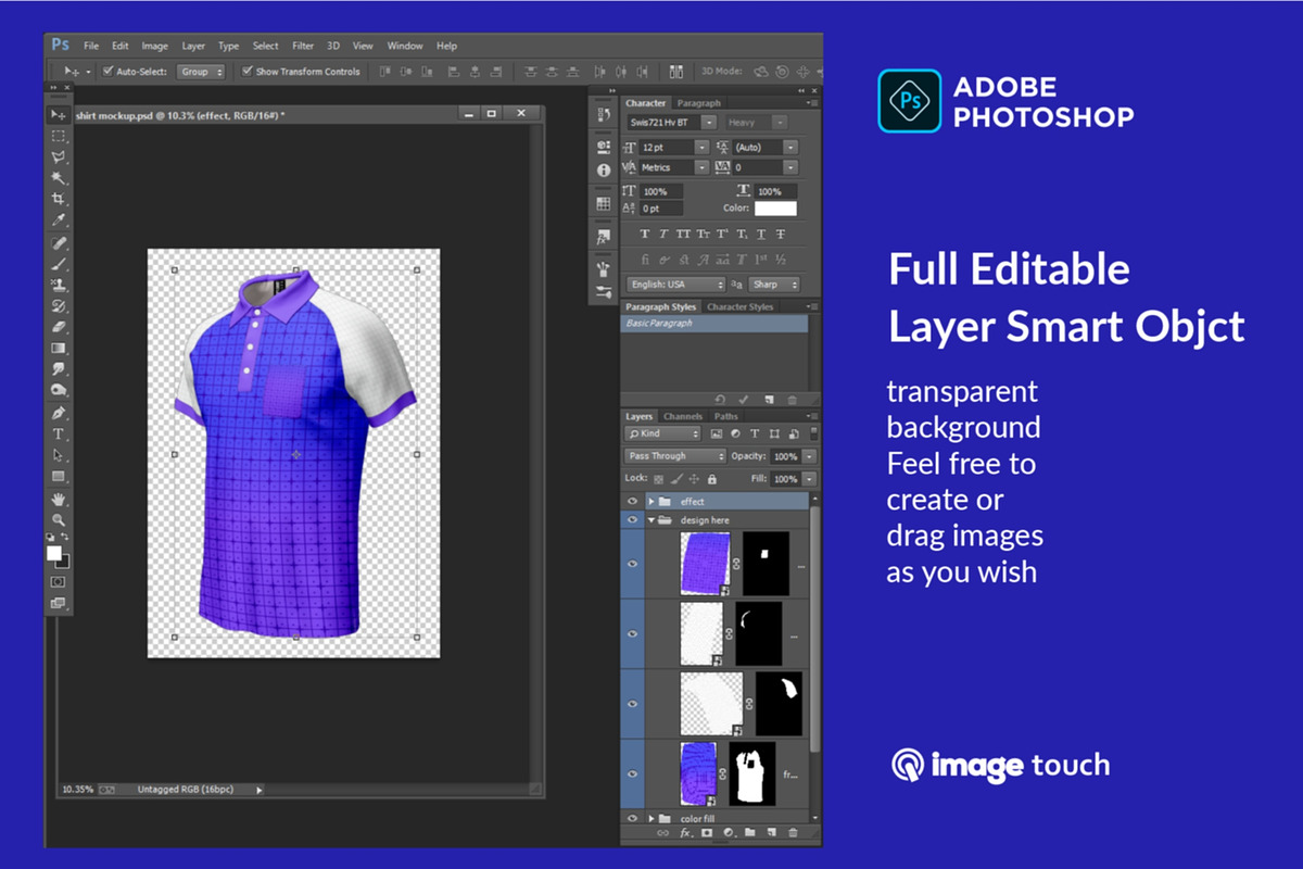 Polo T-Shirt Mockup, a Shirt Mockup by image touch (Photo 4 of 5)