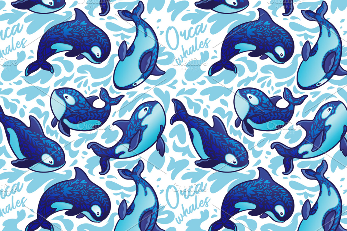Orca Whales, a Pattern Graphic by PenguinHouse
