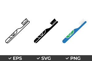 Toothbrush Hygiene Vector Icon Set, an Object Graphic by Artonix
