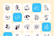 Tropical Beach and Ocean Doodles, an Outline Icon by Vectors Market (Thumbnail 7 of 8)
