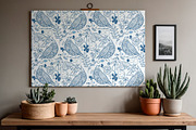 Nordic Blue Floral Bird Patterns, a Pattern Graphic by Traveling Designer (Thumbnail 8 of 8)