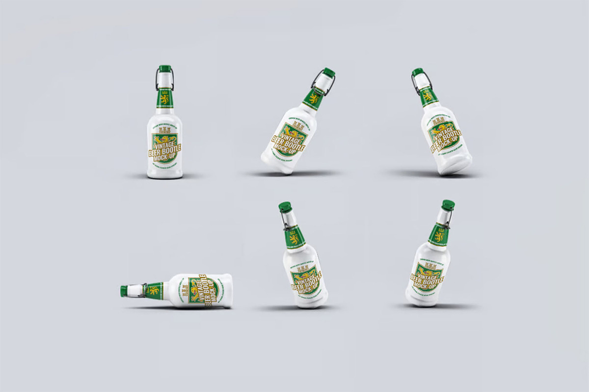 Vintage Beer Bootle Mock-Up, a Product Mockup by DesignRushMarket (Photo 1 of 5)