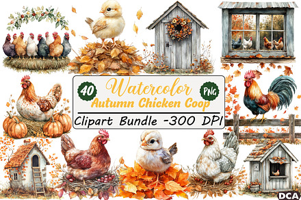Autumn Chicken Coop Clipart