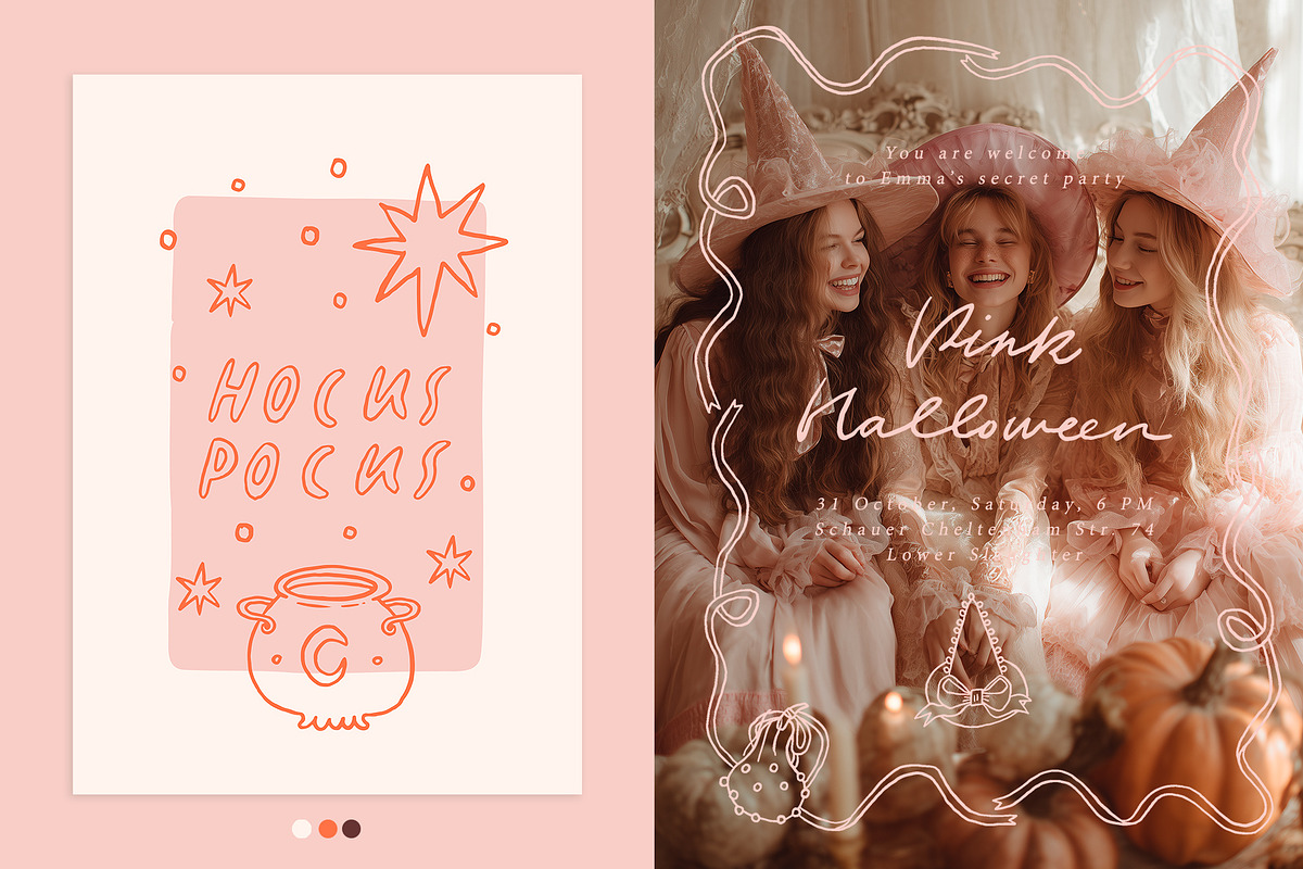 Coquette Halloween - pink edition, a Seasonal Illustration by Cute Atelier (Photo 2 of 12)