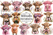 Cute Highland Cow with Wildflowers, an Illustration by OK Design (Thumbnail 1 of 5)