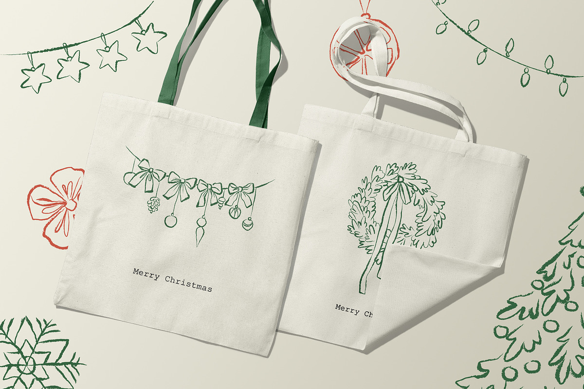 Christmas Line Art Hand Drawn Set, a Seasonal Illustration by Berentine.art (Photo 9 of 9)