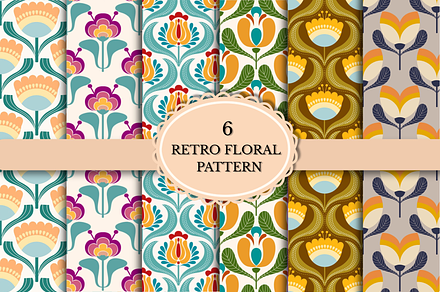 Retro Floral Patterns, a Pattern Graphic by wind mill