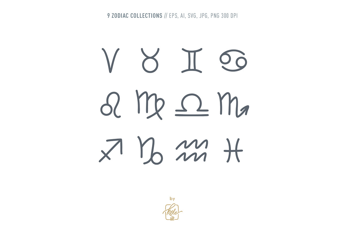ZODIAC SIGNS LINE ART, an Object Illustration by Kate Art (Photo 4 of 19)
