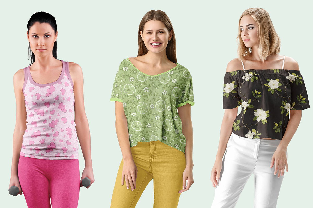 Women's Summer Clothing Mockup, a Shirt Mockup by PSD Market (Photo 2 of 20)